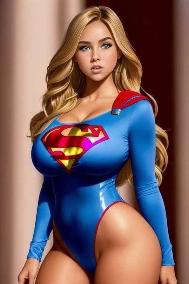 Cute busty blonde Supergirl cosplay..,